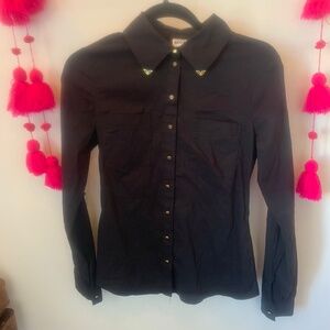 Vero Moda western gold-tipped collar, adjustable 3/4-long sleeve shirt